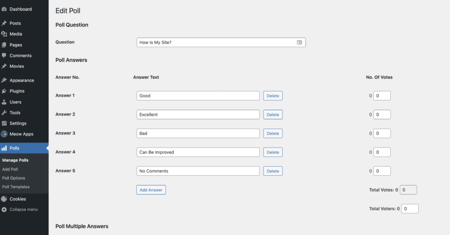 WP Polls Settings