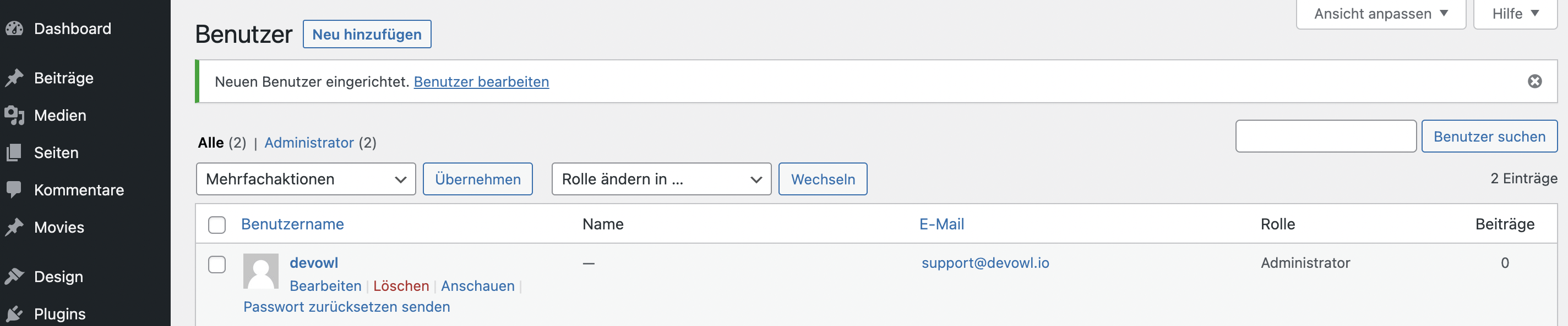 Delete User WordPress