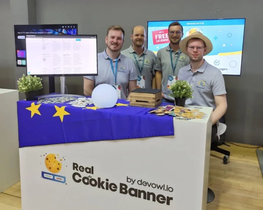 devowl.io team at WordCamp Europe 2024. From left to right Niklas, Mario, Matthias, Jan.