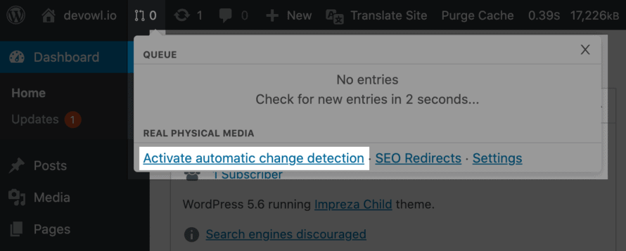 Aktiviere die automatische Änderungserkennung in Real Physical Media