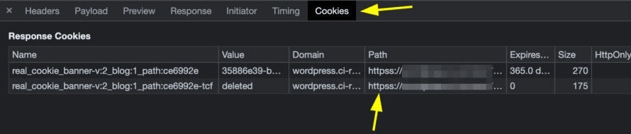 Cookie Banner every subpage cookie path
