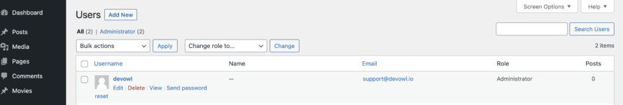Delete User WordPress