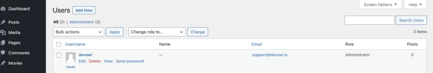 Delete User WordPress