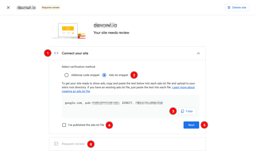 Google Adsense: Create ads.txt snippet