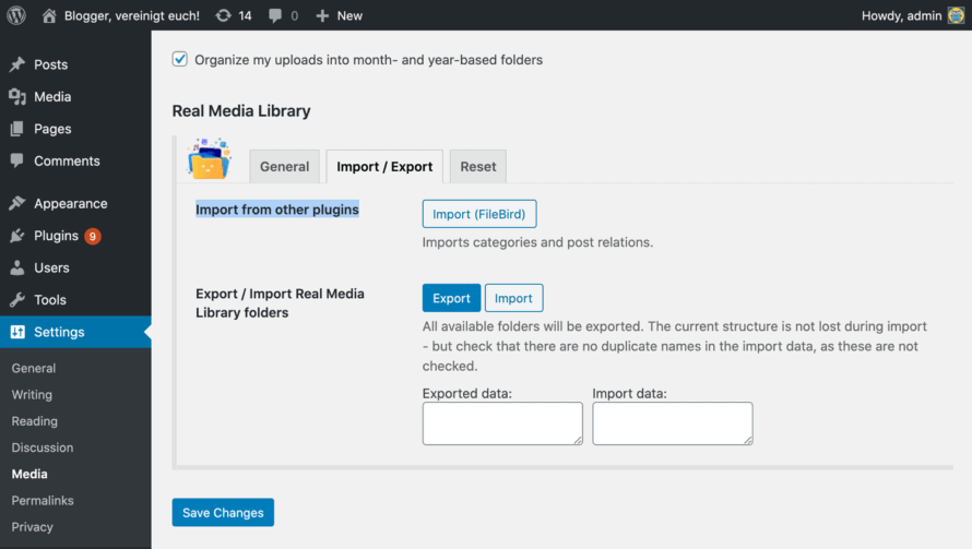 Import folder structure from another plugin to Real Media Library