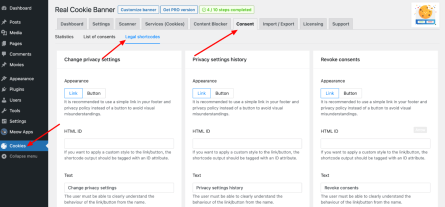 Real Cookie Banner Legal Shortcodes