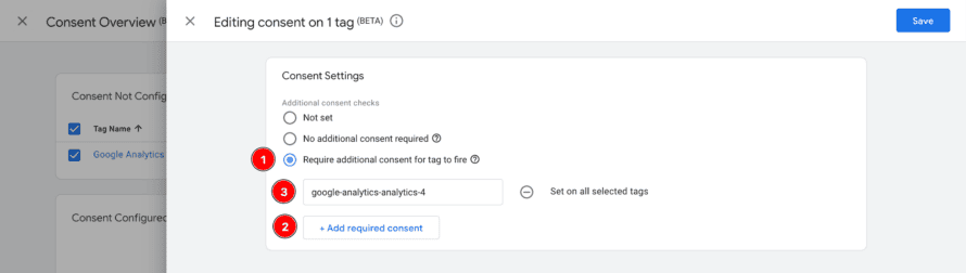 Set additional consent for tags in Google Tag Manager