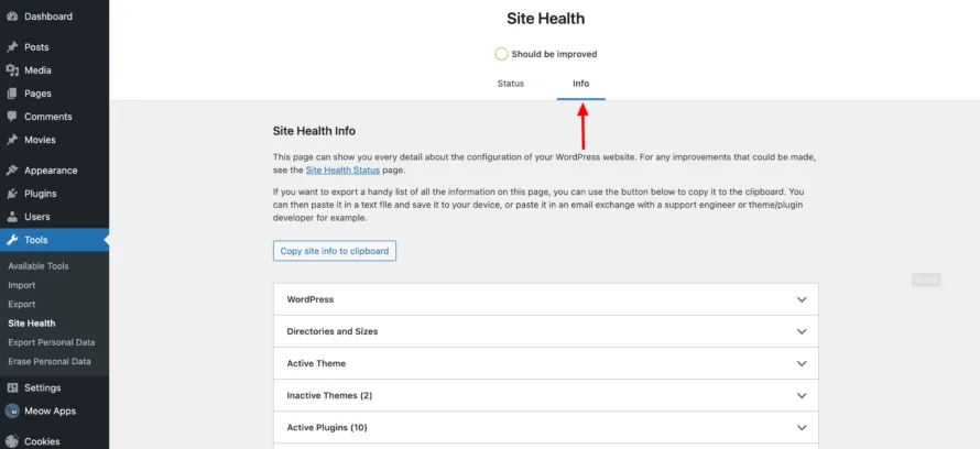 Site Health Info