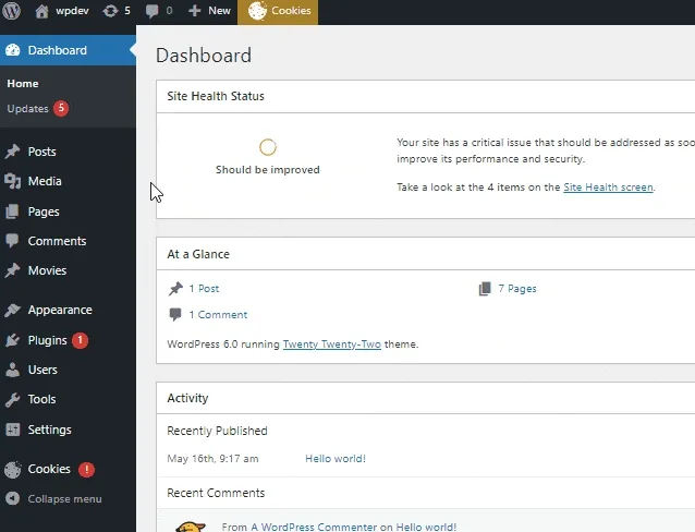 Open Real Cookie Banner settings in WordPress