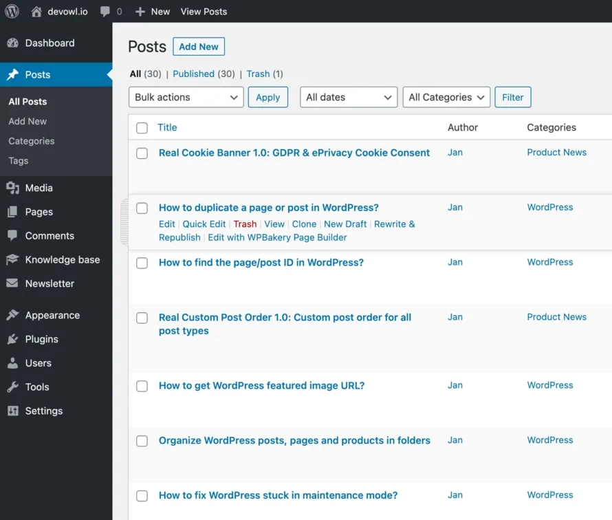 Reorder posts with Real Custom Post Order