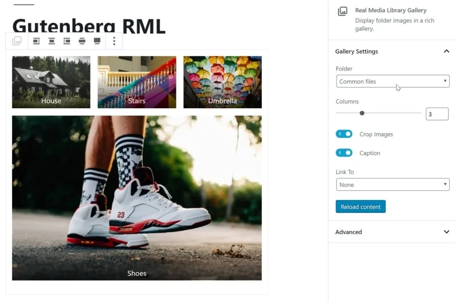Insert a gallery via Gutenberg in your website