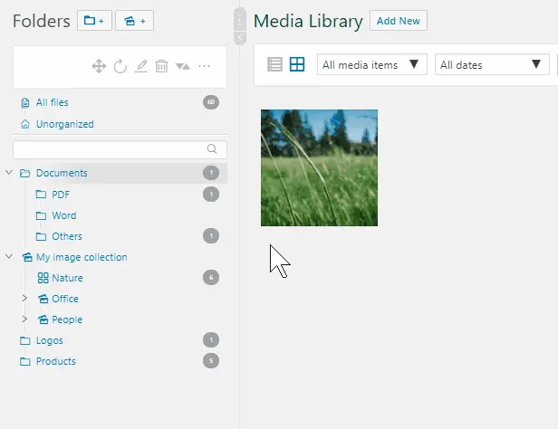 Drag & Drop and image to move it into a folder, where you can find other files