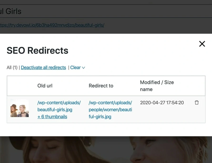 Redirect old file paths for SEO
